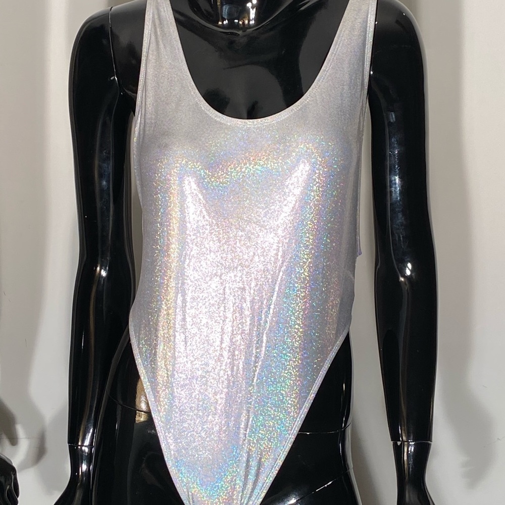 Silver glitter bodysuit/swimsuit